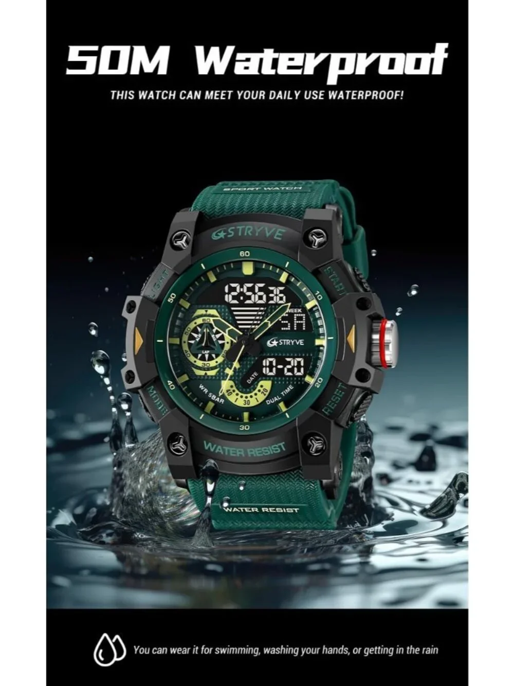Mens Bright And Purple Analog Quartz S-Shock Waterproof Sports LED Digital Watch